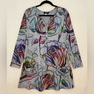 Fresh Fx Multicoloured Dress with Abstract Design & Unique Front Pockets